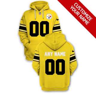 Mens Pittsburgh Steelers Active Player Yellow Custom 2021 Pullover Hoodie