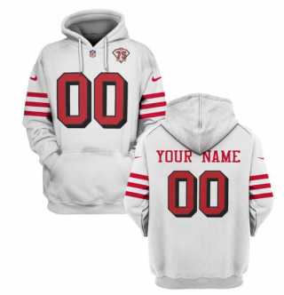 Mens San Francisco 49ers Active Custom 2021 White 75th Anniversary Pullover Hoodie