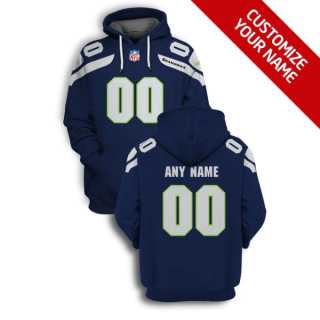 Mens Seattle Seahawks Active Player Navy Custom 2021 Pullover Hoodie