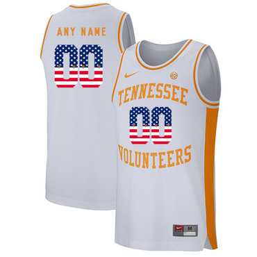 Mens Tennessee Volunteers Customized White USA Flag College Basketball Jersey