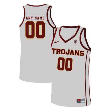 Mens USC Trojans White Customized Basketball Jersey