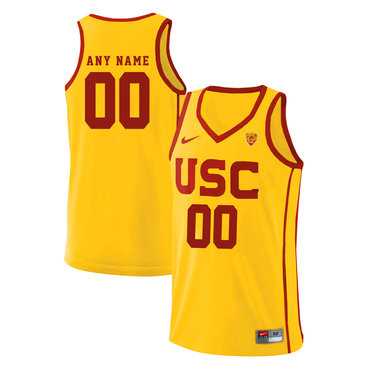 Mens USC Trojans Yellow Customized Basketball Jersey