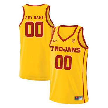 Mens USC Trojans Yellow Performance Customized Basketball Jersey