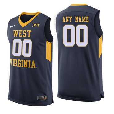 Mens West Virginia Mountaineers Navy Customized College Basketball Jersey