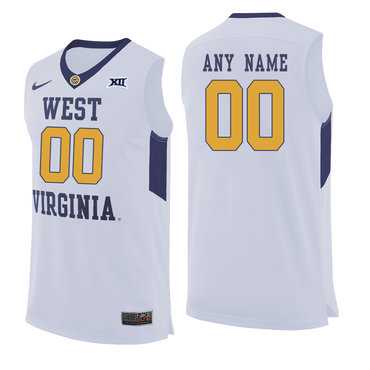 Mens West Virginia Mountaineers White Customized College Basketball Jersey