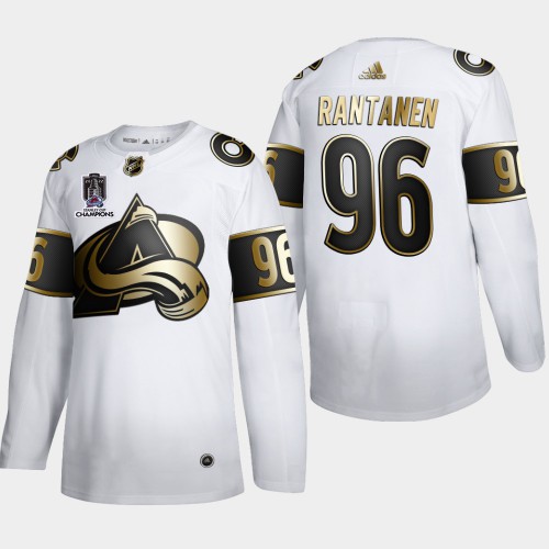 Colorado Colorado Avalanche #96 Mikko Rantanen Men’s 2022 Stanley Cup Champions Adidas White Golden Edition Limited Stitched NHL Jersey Men’s