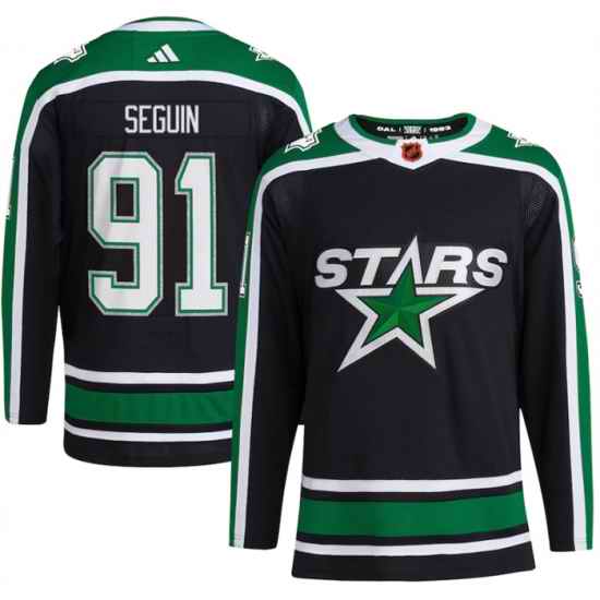 Men Dallas Stars 91 Tyler Seguin Black 2022 #23 Reverse Retro Stitched Jersey