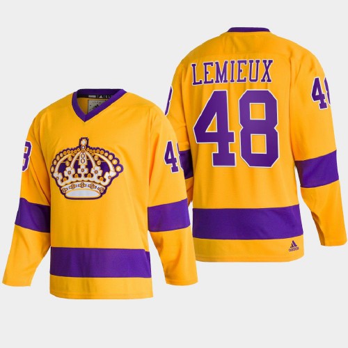 Adidas Los Angeles Kings #48 Brendan Lemieux Team Classics Gold Men’s NHL 2022 Throwback Jersey Men’s