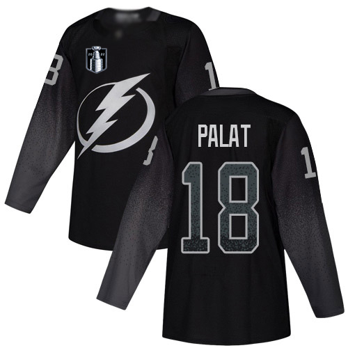 Adidas Tampa Bay Lightning #18 Ondrej Palat Black 2022 Stanley Cup Final Patch Alternate Authentic Stitched NHL Jersey Men’s