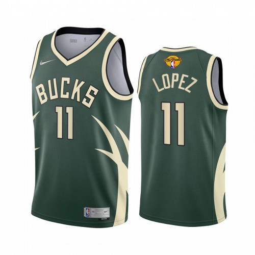 Milwaukee Milwaukee Bucks #11 Brook Lopez Men’s 2021 NBA Finals Bound Swingman Earned Edition Jersey Green Youth