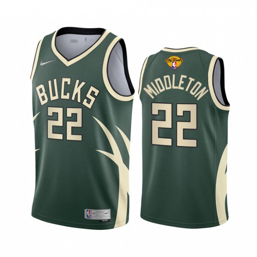 Milwaukee Milwaukee Bucks #22 Khris Middleton Men’s 2021 NBA Finals Bound Swingman Earned Edition Jersey Green Youth