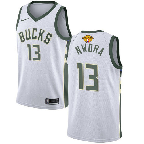 Nike Milwaukee Bucks #13 Jordan Nwora Men’s 2021 NBA Finals Bound Swingman Association Edition Jersey White Youth