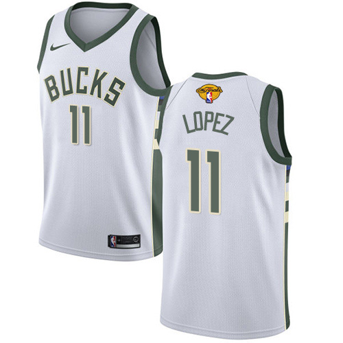 Nike Milwaukee Bucks #11 Brook Lopez Men’s 2021 NBA Finals Bound Swingman Association Edition Jersey White Youth