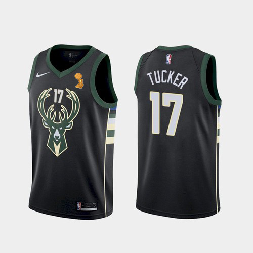 Nike Milwaukee Bucks #17 P.J. Tucker Youth 2021 NBA Finals Champions Swingman Statement Edition Jersey Black Youth