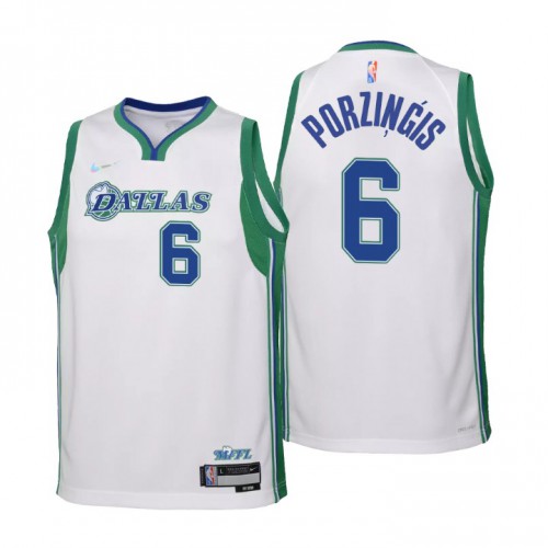 Dallas Dallas Maverickss #6 Kristaps Porzingis Youth Nike White 2021/22 Swingman Jersey – City Edition Youth