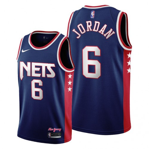 Brooklyn Brooklyn Nets #6 Deandre Jordan Youth 2021-22 City Edition Throwback 90s Wordmark Navy NBA Jersey Youth