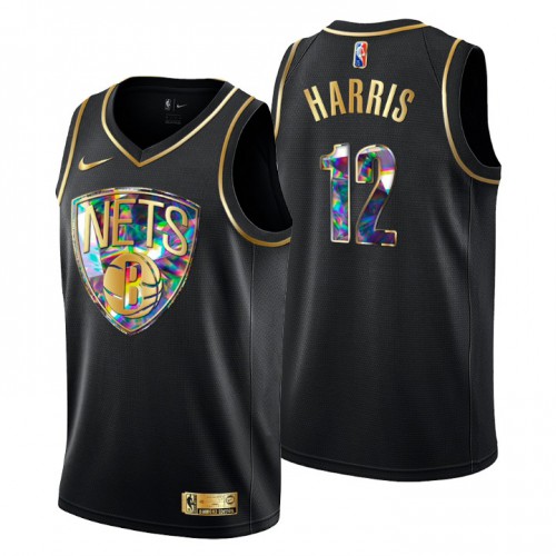 Brooklyn Brooklyn Nets #12 Joe Harris Men’s Golden Edition Diamond Logo 2021/22 Swingman Jersey – Black Men’s