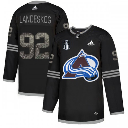 Adidas Colorado Avalanche #92 Gabriel Landeskog Adidas Youth 2022 Stanley Cup Final Patch Hockey Fights Adidas Colorado Avalanche NHL Jersey Black Youth