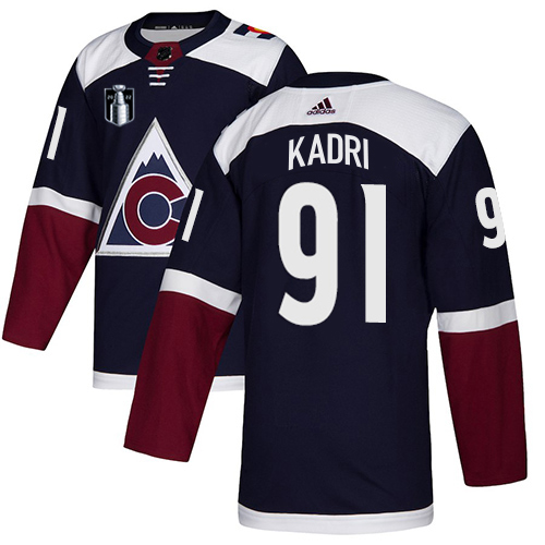 Adidas Colorado Avalanche #91 Nazem Kadri Navy Youth 2022 Stanley Cup Final Patch Alternate Authentic Stitched NHL Jersey Youth