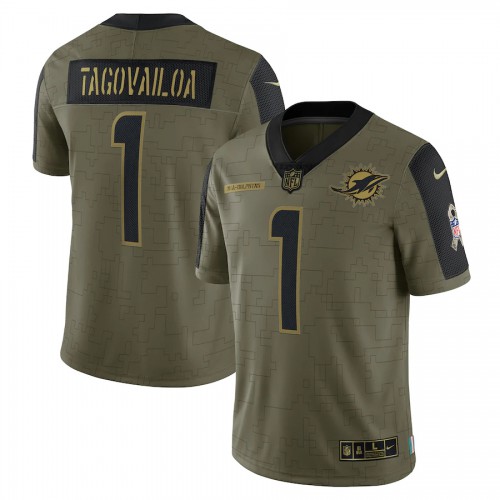 Miami Miami Dolphins #1 Tua Tagovailoa Olive Nike 2021 Salute To Service Limited Player Jersey Men’s