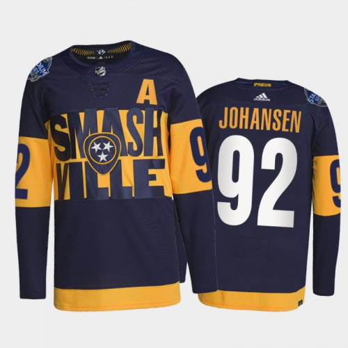 Adidas Nashville Predators #92 Ryan Johansen Men’s 2022 Stadium Series Authentic NHL Jersey – Navy Men’s