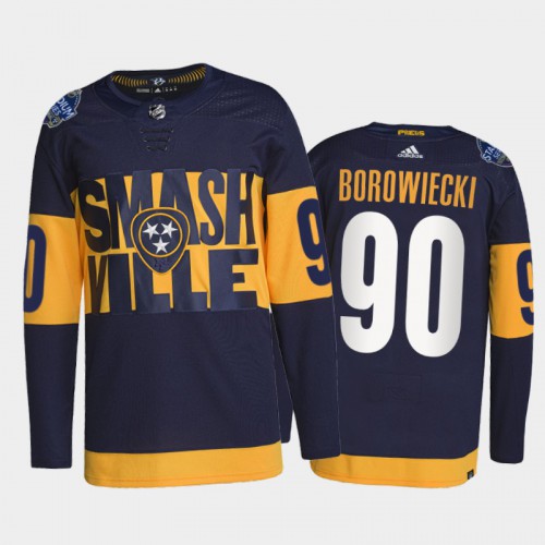 Adidas Nashville Predators #90 Mark Borowiecki Men’s 2022 Stadium Series Authentic NHL Jersey – Navy Men’s