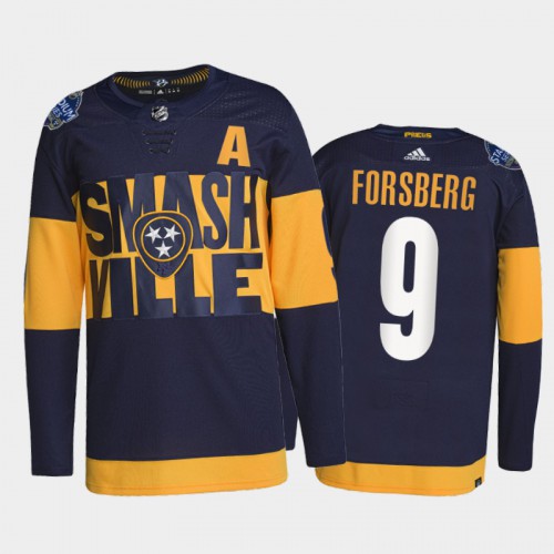 Adidas Nashville Predators #9 Filip Forsberg Men’s 2022 Stadium Series Authentic NHL Jersey – Navy Men’s