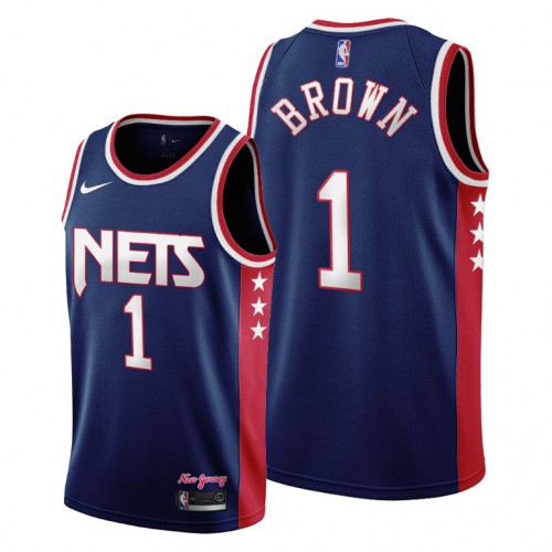 Brooklyn Brooklyn Nets #1 Bruce Brown Women’s 2021-22 City Edition Throwback 90s Wordmark Navy NBA Jersey Womens