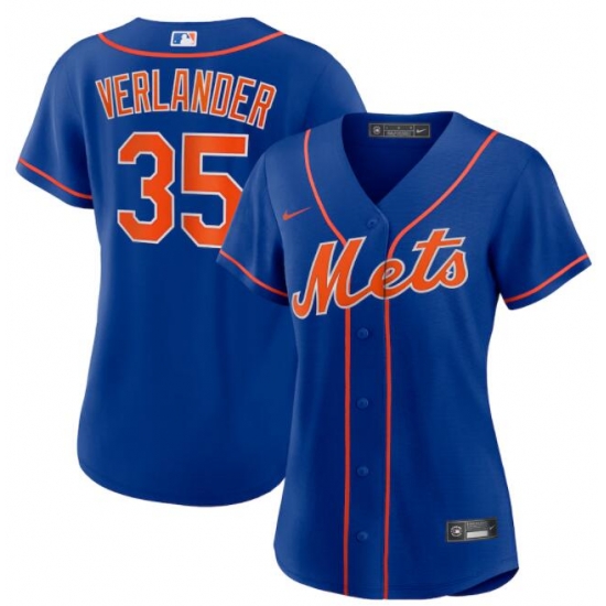 Women New York Mets Justin Verlander  #35 Royal Blue Cool Base Stitched MLB jersey