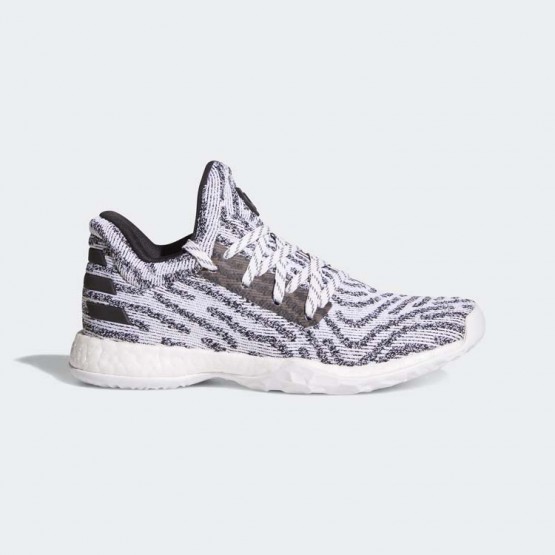 Kids White/Black/Grey Adidas Harden Vol. 1 Ls Primeknit Basketball Shoes 155OZUEY