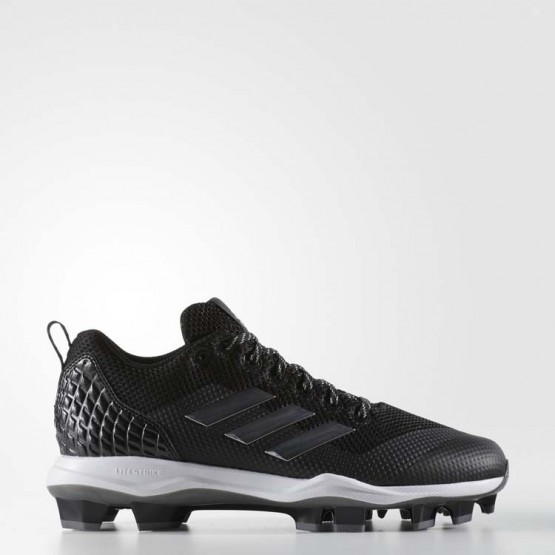 Mens Core Black/Metallic Silver/White Adidas Poweralley 5 Tpu Cleats Baseball Shoes 160WPIZJ