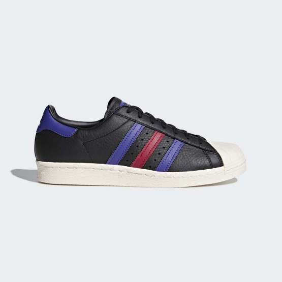 Mens Core Black/Blue/Mystery Ruby Adidas Originals Superstar 80s Shoes 227QIBSJ