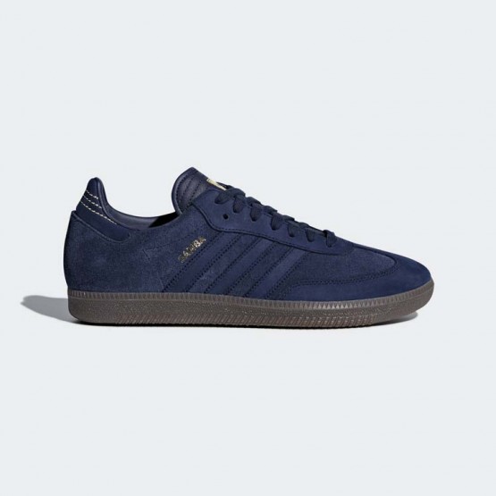 Mens Blue/Gold Metallic Adidas Originals Samba Fb Shoes 240IQLDA