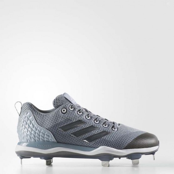 Mens Onix/Metallic Silver/Silver Adidas Poweralley 5 Cleats Baseball Shoes 449FRICV