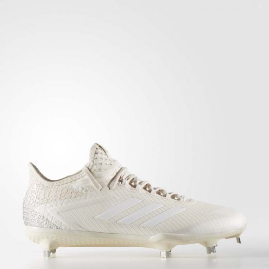 Mens Chalk White/Chalk/Metallic Silver Adidas Adizero Afterburner 4 Cleats Baseball Shoes 482OEFPX