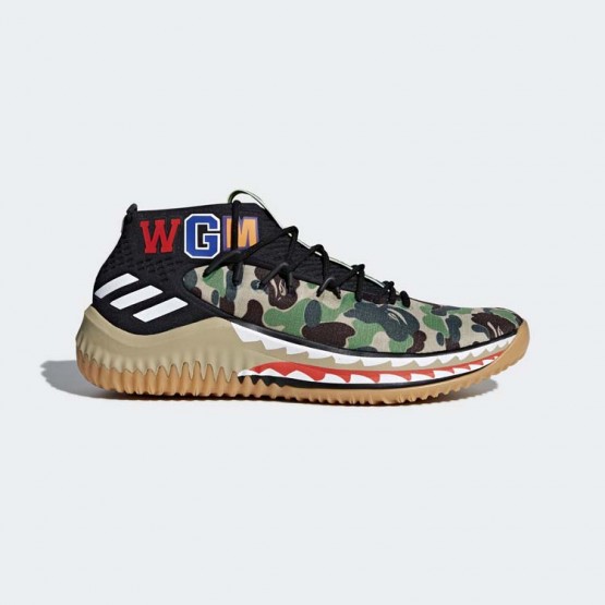 Mens Pantone/White/Core Black Adidas Dame 4 Bape Basketball Shoes 520FRSVX