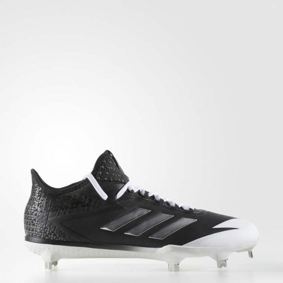 Mens Core Black/Metallic Silver/White Adidas Adizero Afterburner 4 Cleats Baseball Shoes 541DXTKC