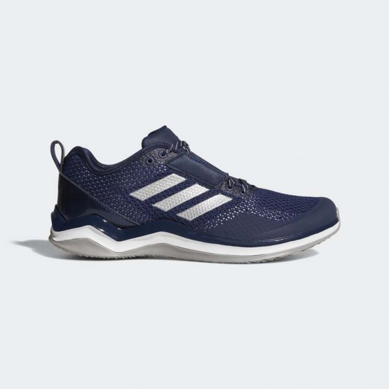 Mens Collegiate Navy/Metallic Silver/White Adidas Speed Trainer 3 Baseball Shoes 569LPREC