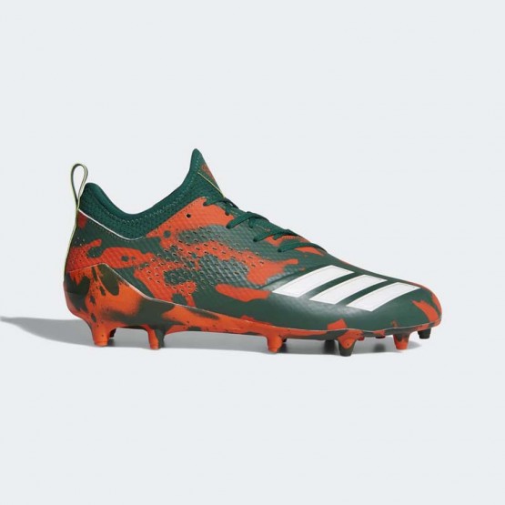 Mens Dark Green/White/Collegiate Orange Adidas Adizero Tagged Cleats Football Cleats 576DVLEB