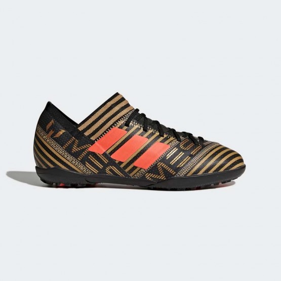 Kids Core Black/Infrared/Tactile Gold Metallic Adidas Nemeziz Messi Tango 17.3 Turf Soccer Cleats 632JFOIY