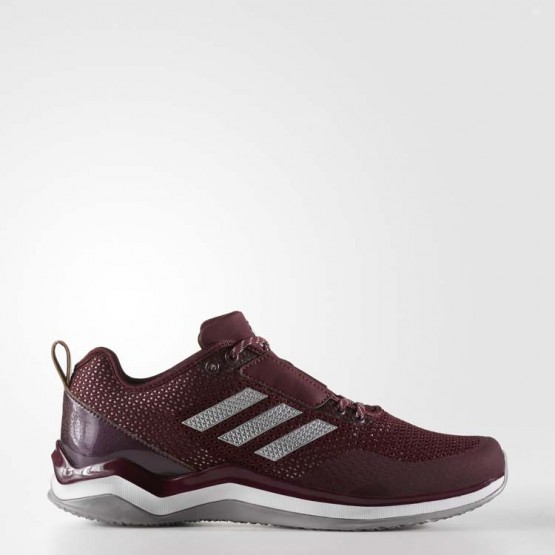 Mens Maroon/Metallic Silver/White Adidas Speed Trainer 3 Baseball Shoes 654HFBEA