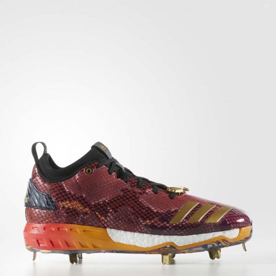 Mens Power Red/Metallic Gold/Black Adidas Boost Icon 3 Atlanta Cleats Baseball Shoes 673HAFNJ