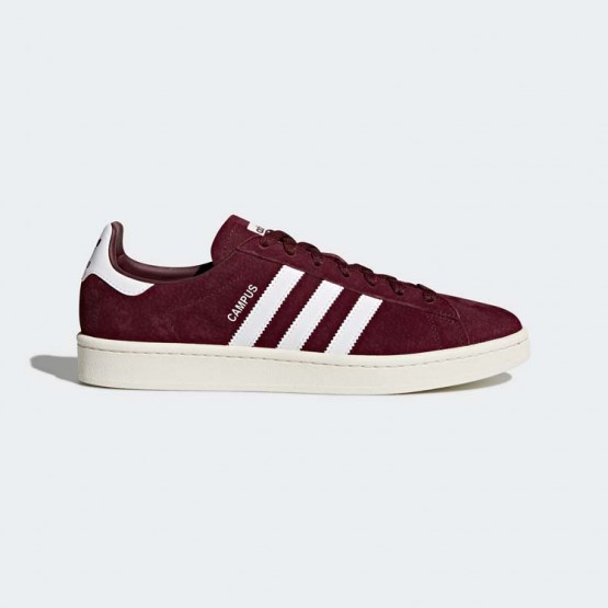 Mens Collegiate Burgundy/White/Chalk White Adidas Originals Campus Shoes 708FREVU