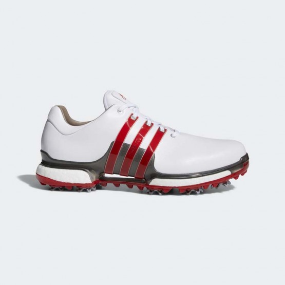 Mens White/Scarlet Adidas Tour 360 Boost 2.0 Golf Shoes 752QNJXK