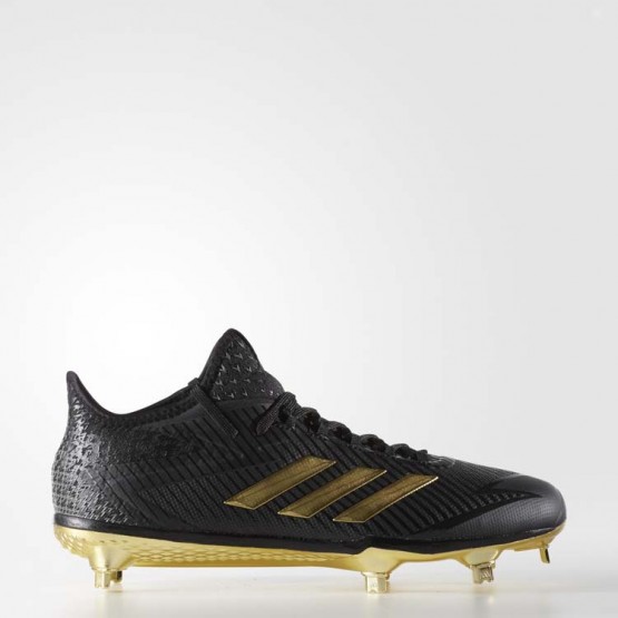 Mens Core Black/Metallic Gold/Neo Iron Adidas Adizero Afterburner 4 Cleats Baseball Shoes 838PJCDF