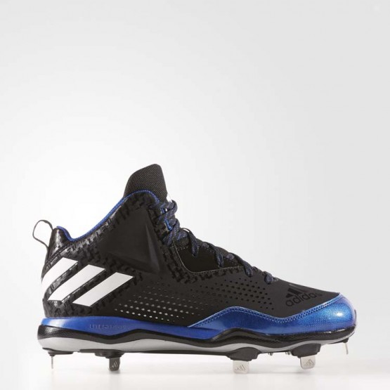 Mens Core Black/White/Collegiate Royal Adidas Poweralley 4 Mid Cleats Baseball Shoes 922LQEVY