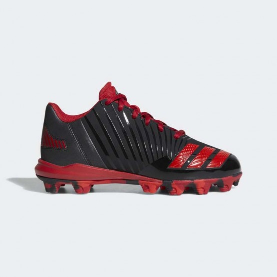 Kids Core Black/Poppy/University Red Adidas Icon Molded Cleats Baseball Shoes 953JSINB